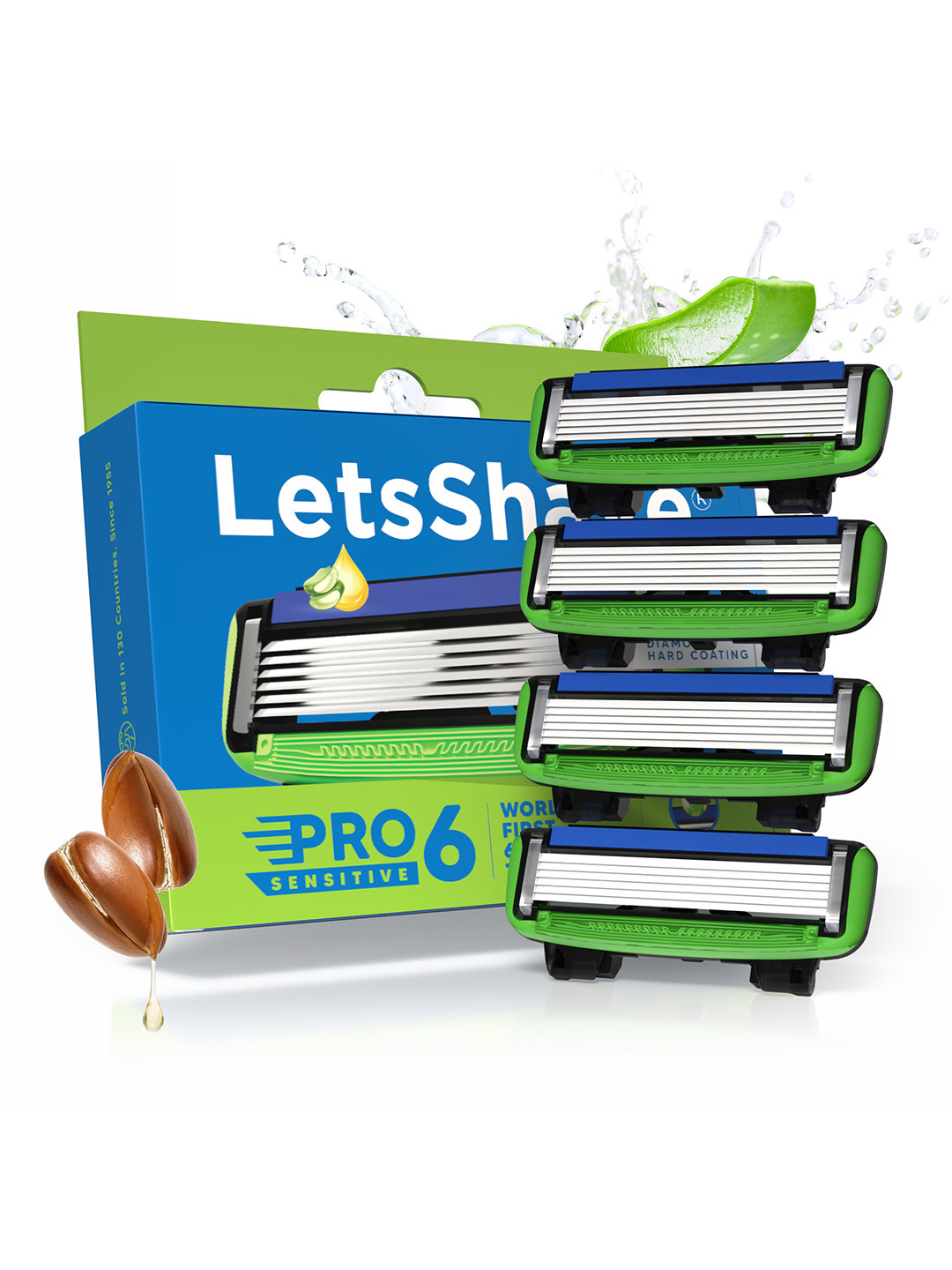 LetsShave Men Set Of 4 Pro6 Sensitive Blade Cartridges