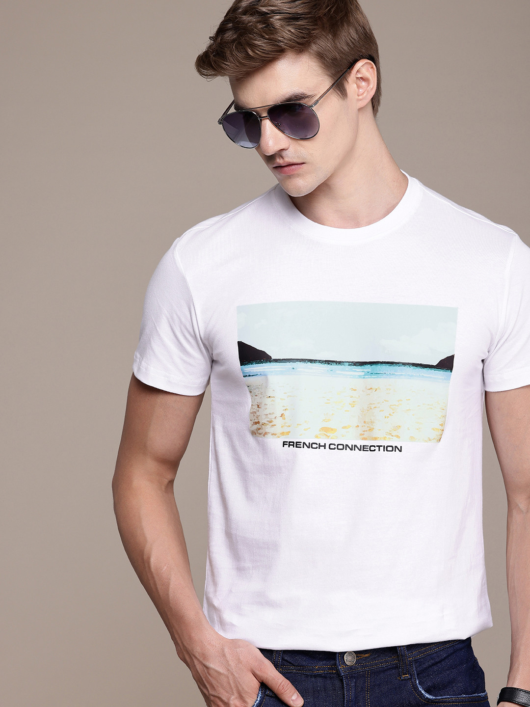 French Connection Men Printed Bio Finish T-shirt