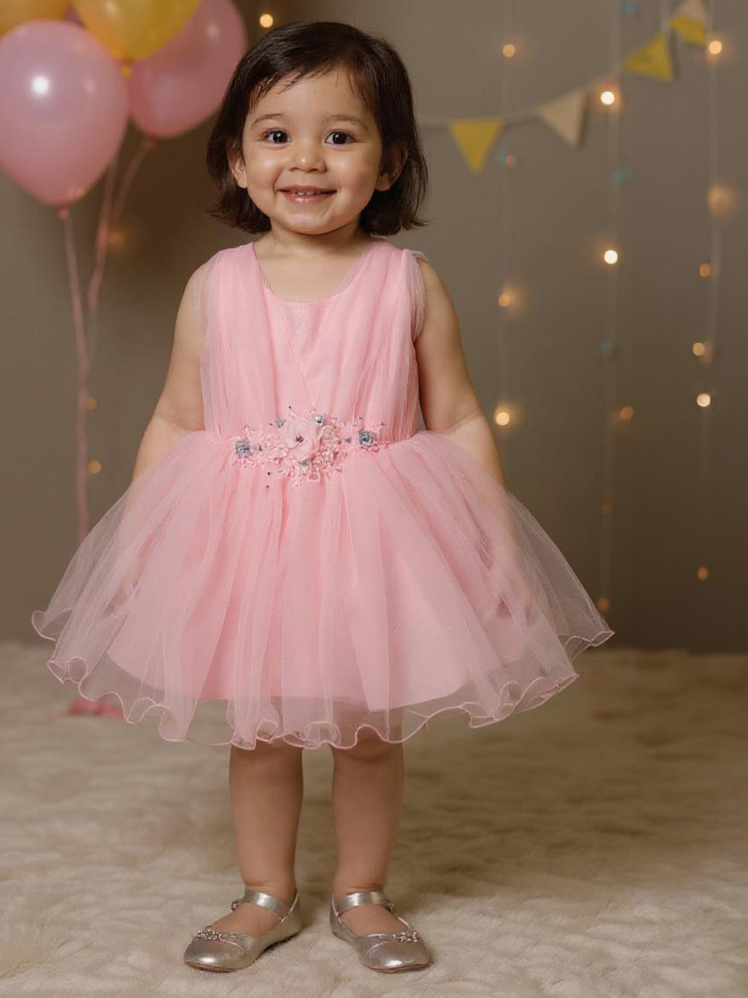 MeeMee Girls Round Neck Fit & Flare Mini Dress