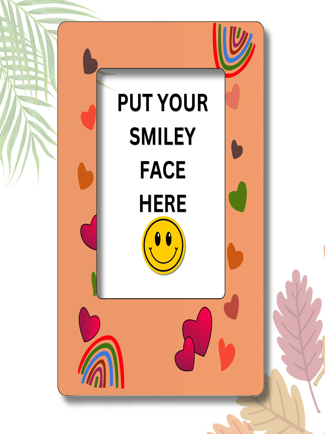 Home Delight Peach Colore & White Photo Frame Decorative Magnets