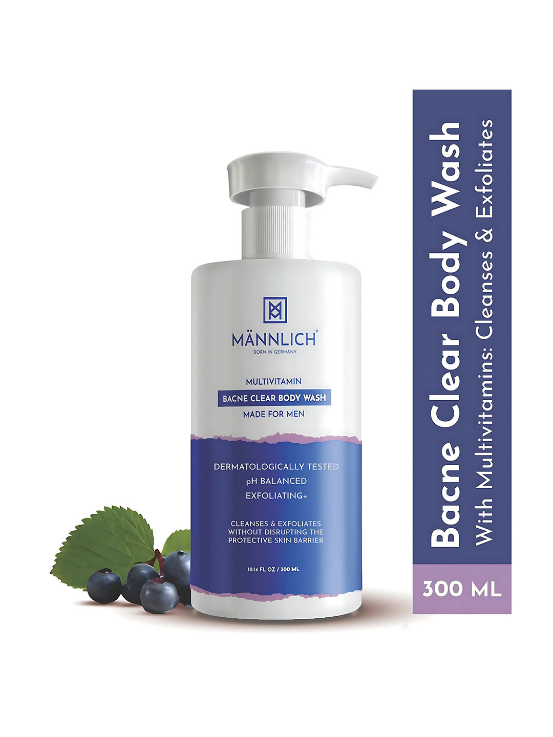 Mannlich Multivitamin Bacne Clear BodyWash with 2% Salicylic acid & 3% Niacinamide - 300ml