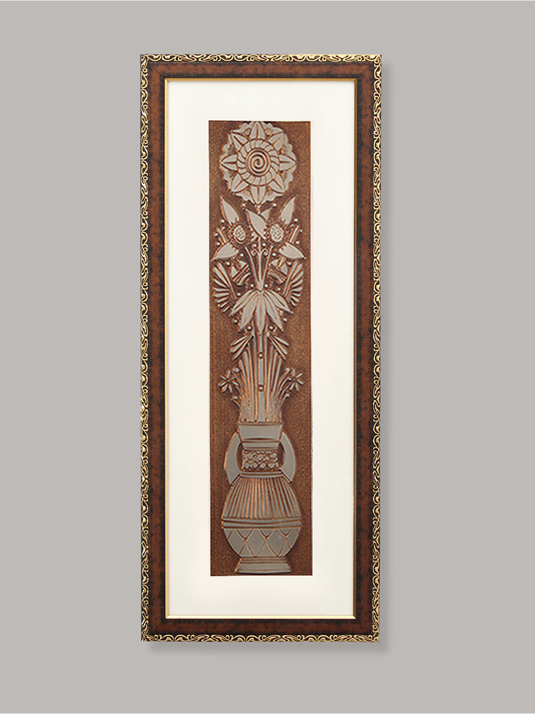 SHREE KALA HOME DECOR Brown & White 1 Piece Synthetic Wood Floral and Botanical Wall Paintings