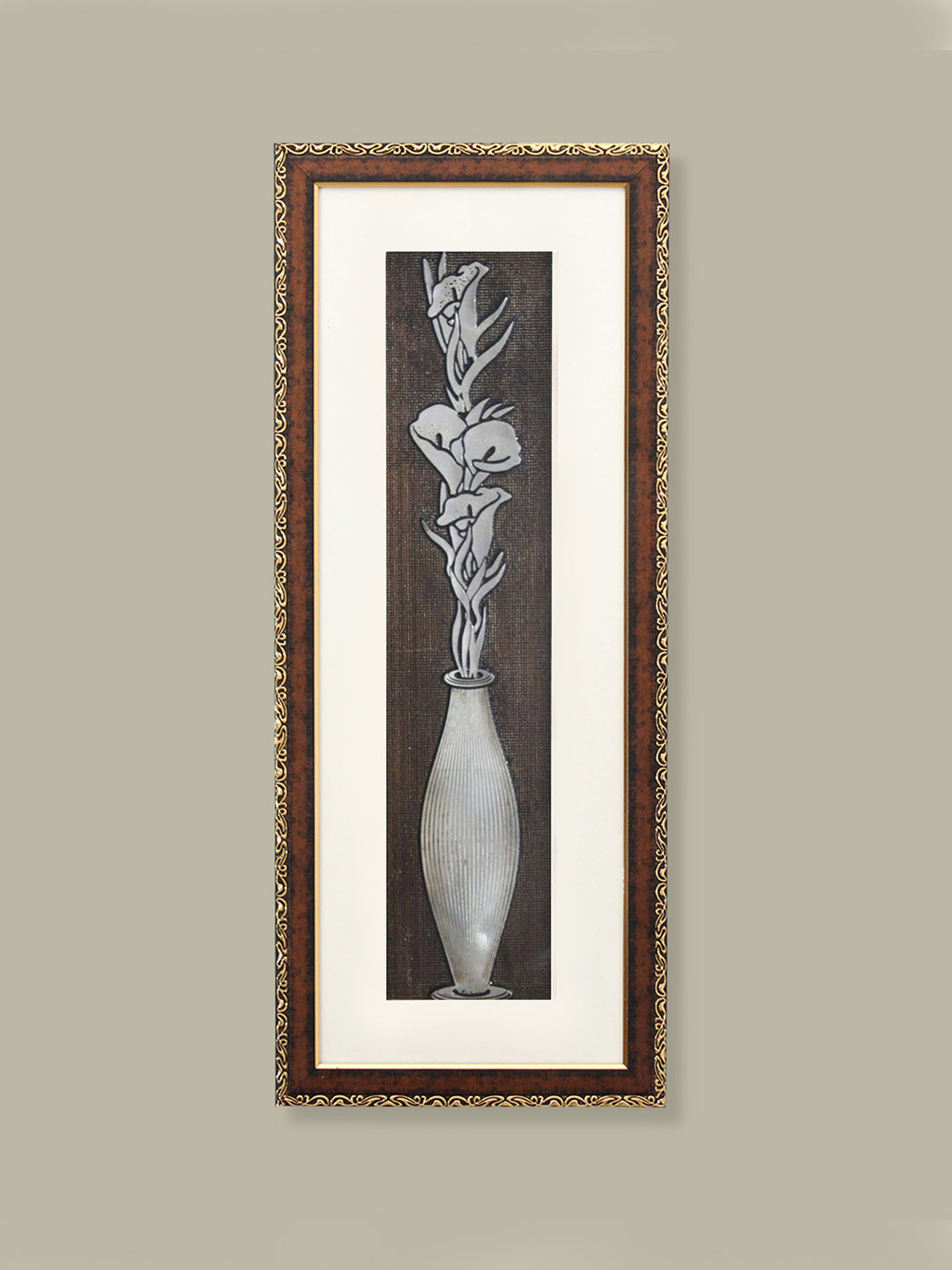 SHREE KALA HOME DECOR Brown & White 1 Piece Synthetic Wood Floral and Botanical Wall Paintings