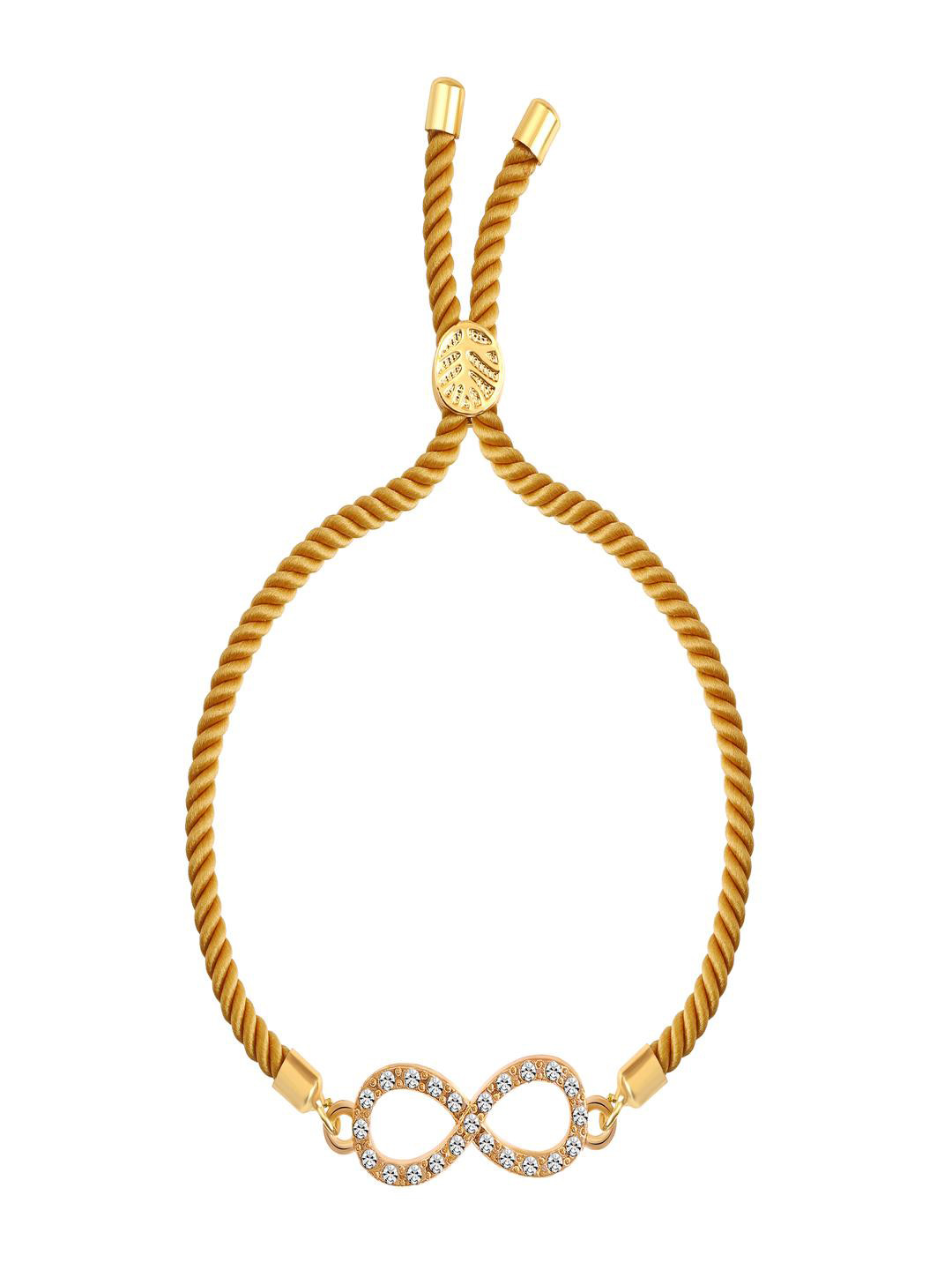 BDIVA Gold-Plated Cubic Zirconia Adjustable Infinity Wraparound Bracelet