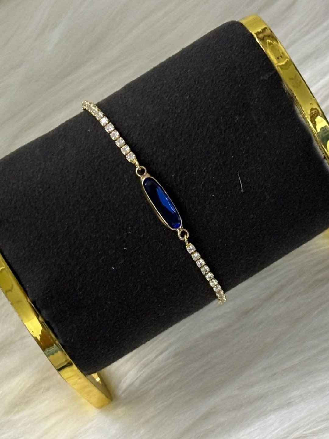 BDIVA Gold-Plated Topaz Gemstone Adjustable Charm Bracelet