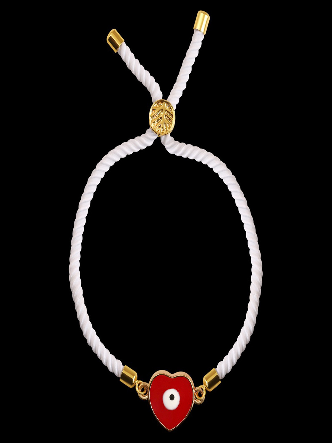 BDIVA Gold-Plated Adjustable Heart Shaped Evil Eye Wraparound Bracelet