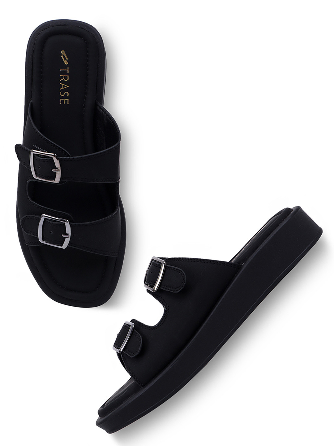 TRASE Women Open Toe Flats with Buckles