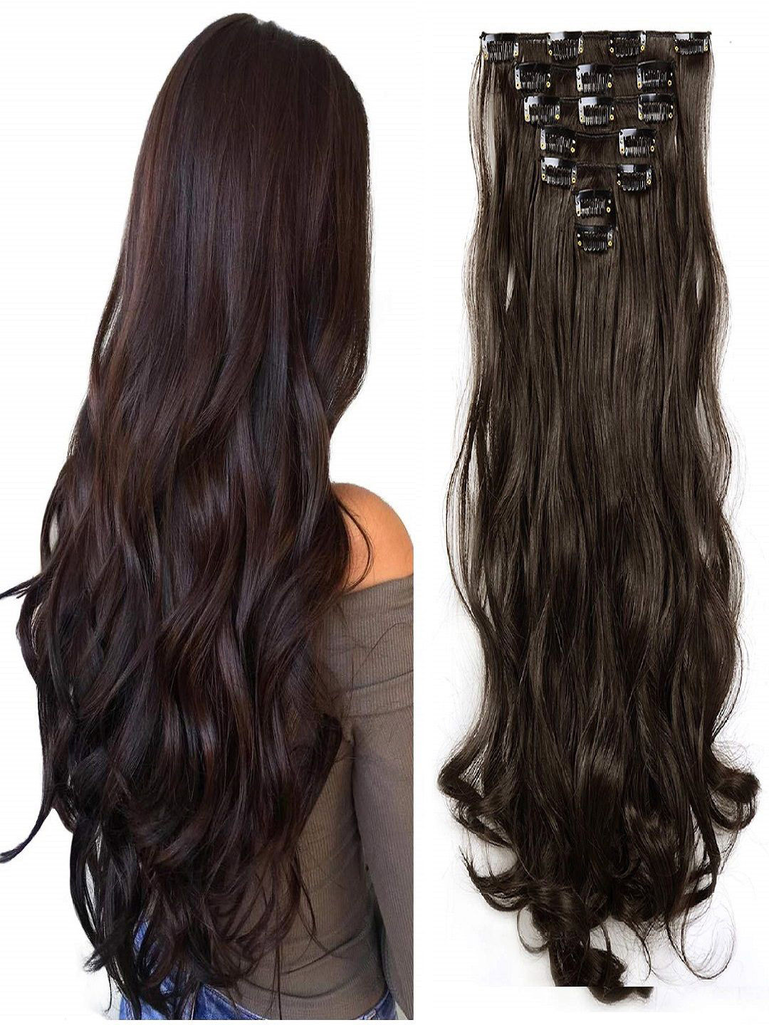 MoonEyes Set Of 7 Curly/Wavy Hair Extension-Natural Brown