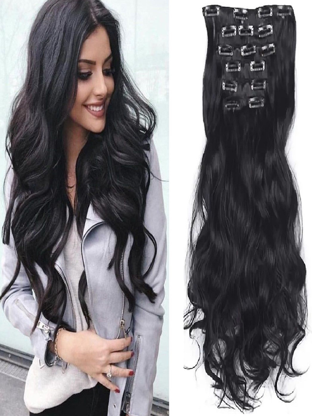 MoonEyes 16 Clips Curly Hair Extension - Black
