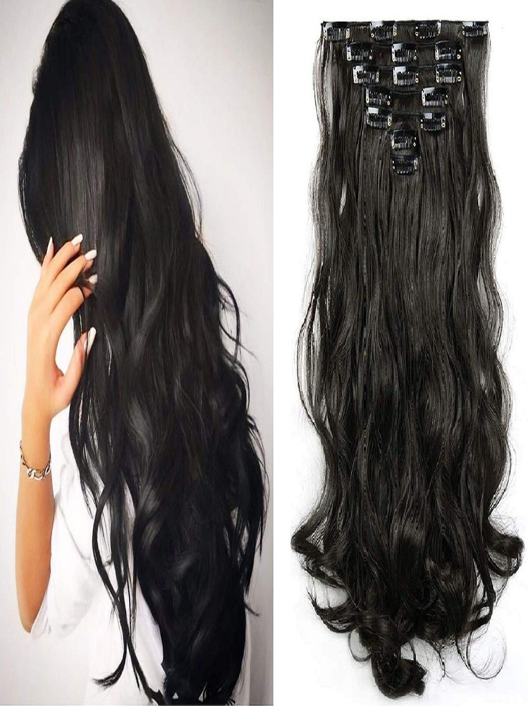 MoonEyes Set Of 7 Women's Natural Brown Curly/Wavy Hair Extension