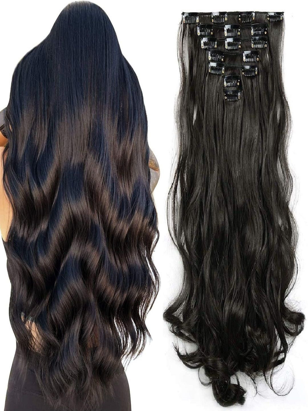 MoonEyes 16 Clips Curly Hair Extension -  Black