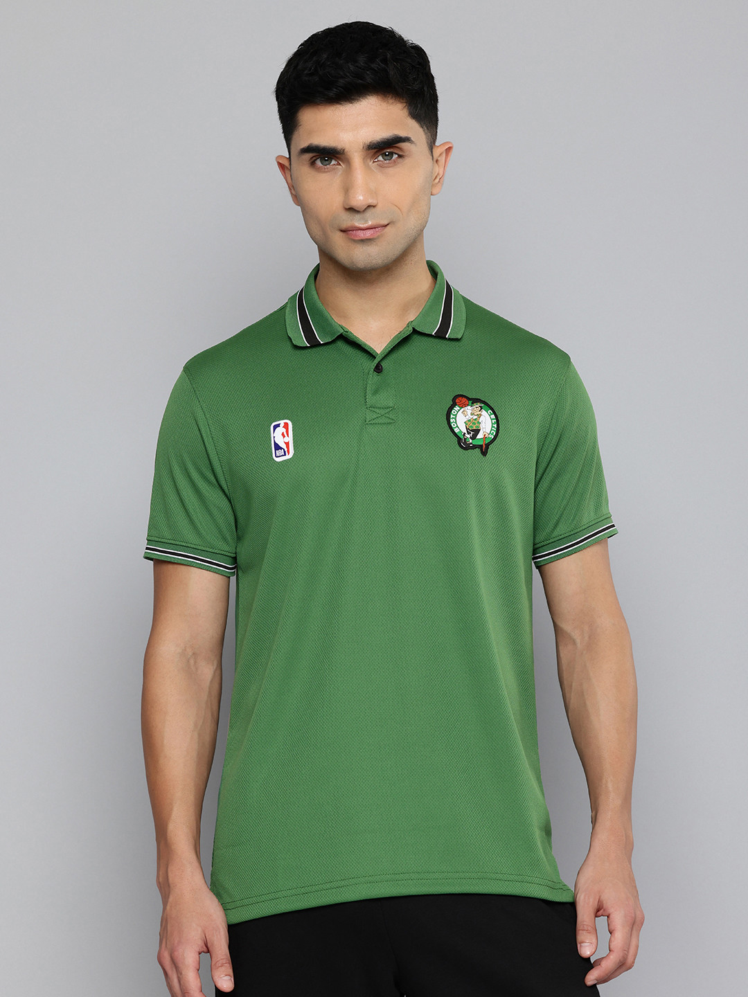 NBA Men Boston Celtics Polo Collar Applique T-shirt