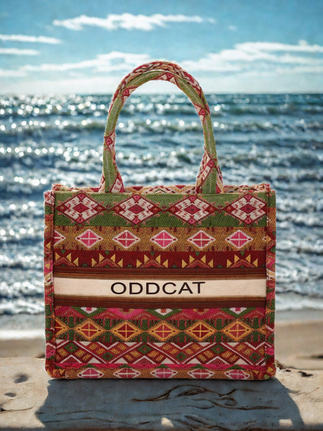Oddcat Floral Printed Miss Gifted Boho Tote Bag