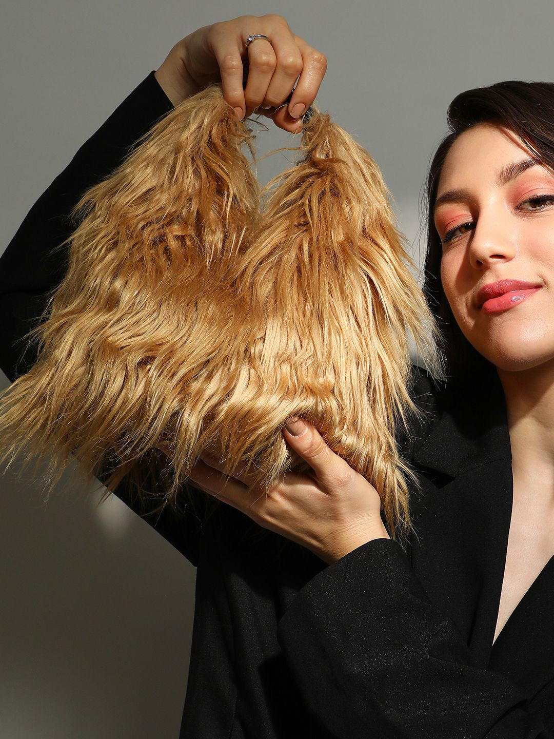HAUTE SAUCE  Textured Structured Sling Bag with Fringed