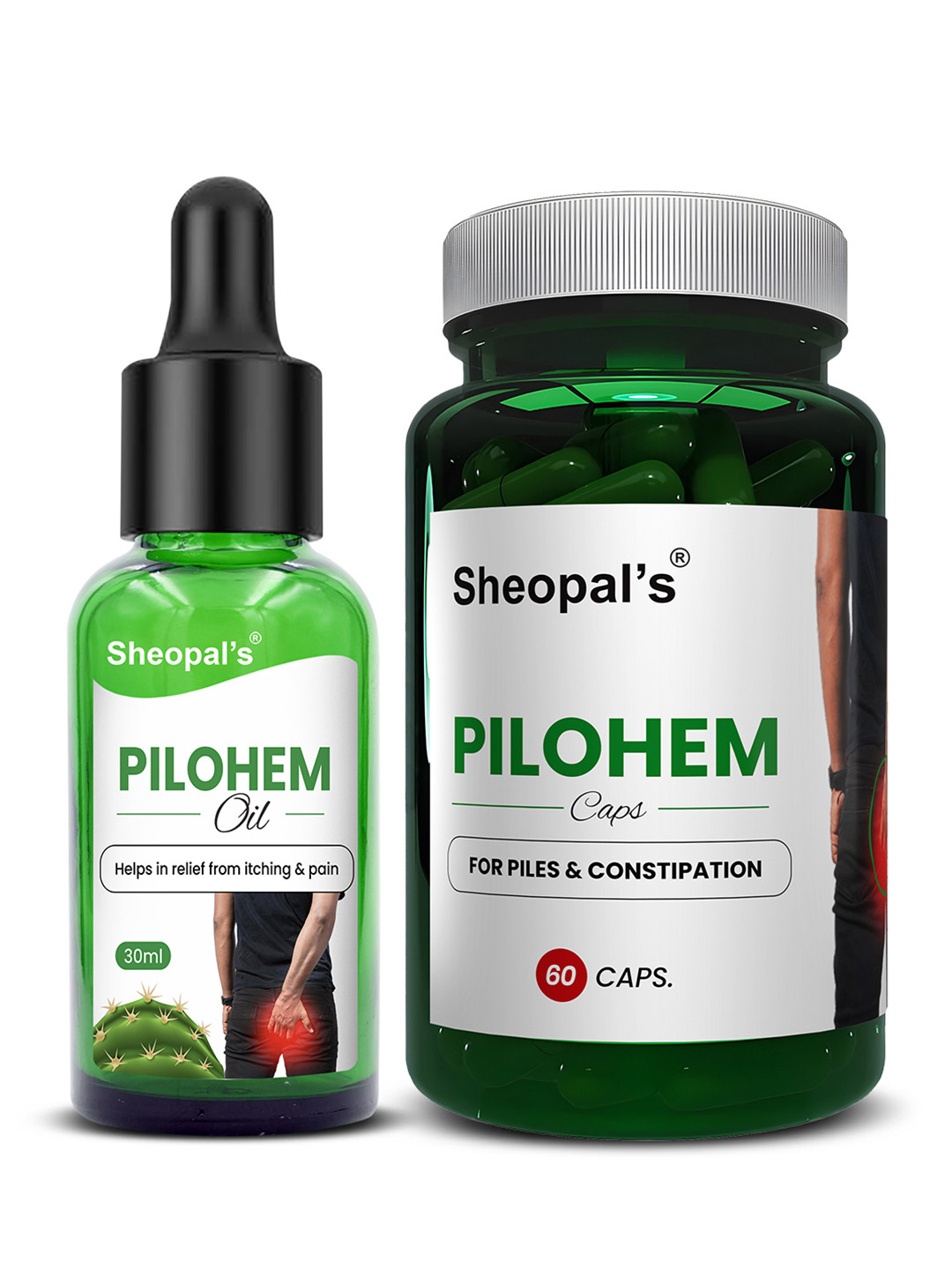 Sheopal's Pilohem Aid With Piles Bleeding Burning & Pain Capsules-60 Capsule