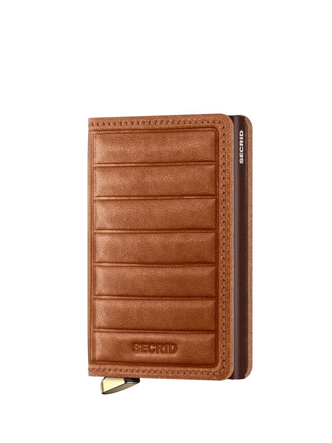 SECRID Cognac Embossed Lines Slimwallet