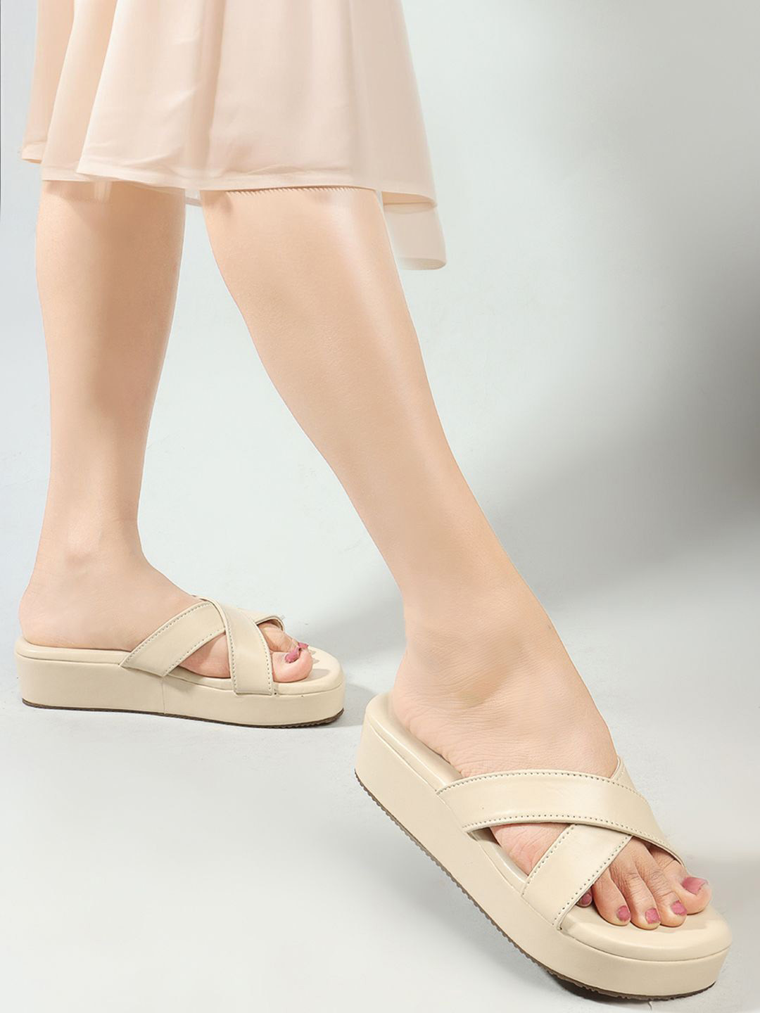 Lavie Cross Strap Open Toe Wedge Heels