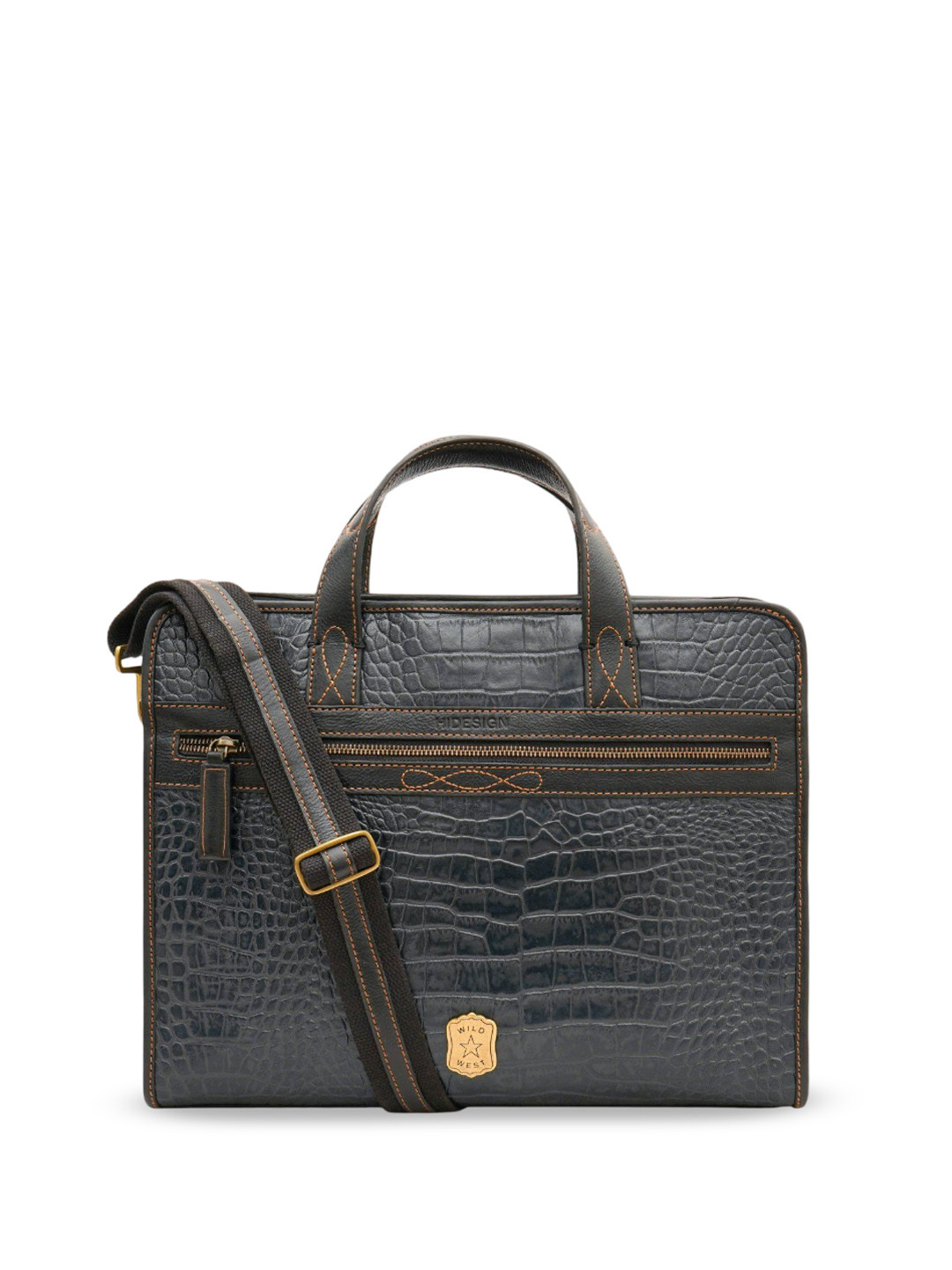 Hidesign Textured Leather Structured Briefcase / Shoulder Bag with Tasselled