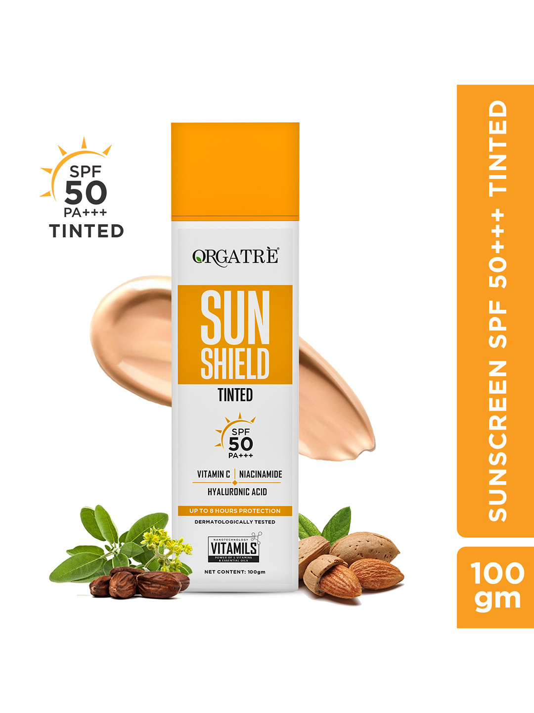 Orgatre Titnted Sunscreen SPF 50 PA+++ With Niacinamide & Hyaluronic 100g