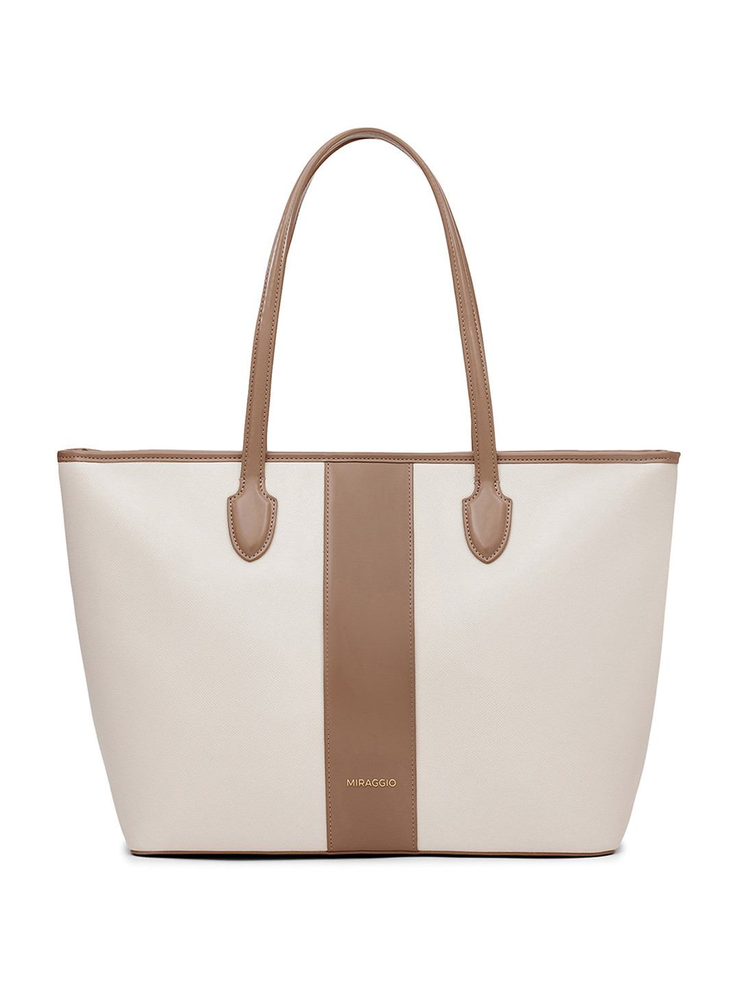 MIRAGGIO Rachel Beige Structured Tote Bag