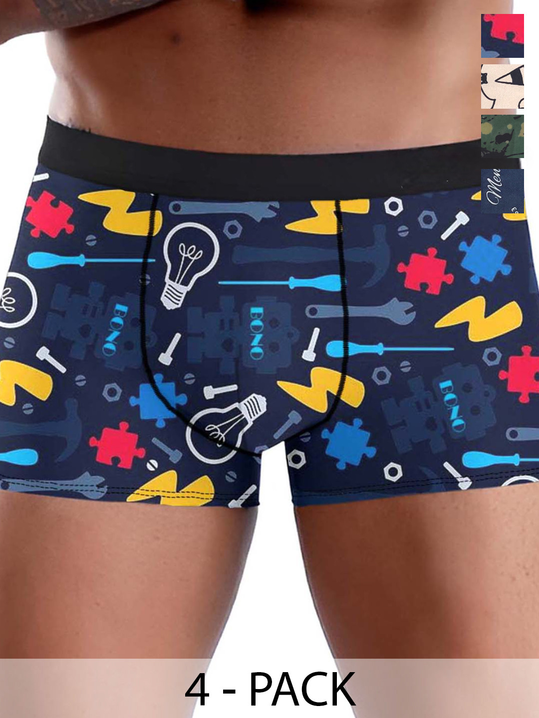 DISPENSER Pack Of 4 Printed Breathability Trunks V7-C1-C9-C10-C12-M