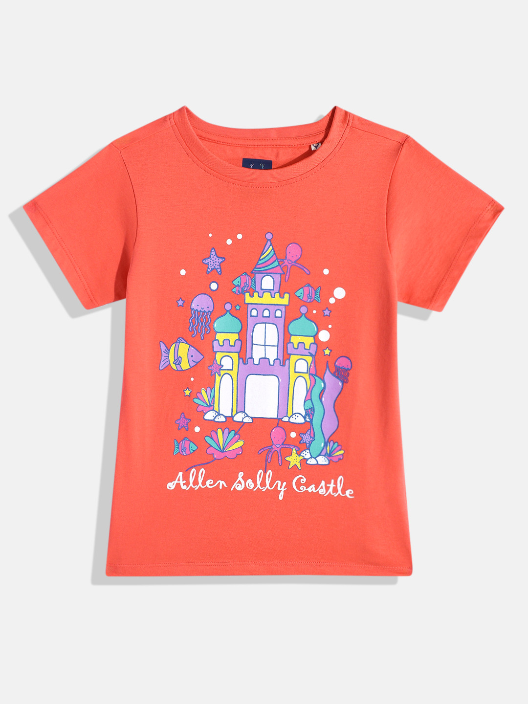 Allen Solly Junior Girls Brand Logo Printed Pure Cotton T-shirt