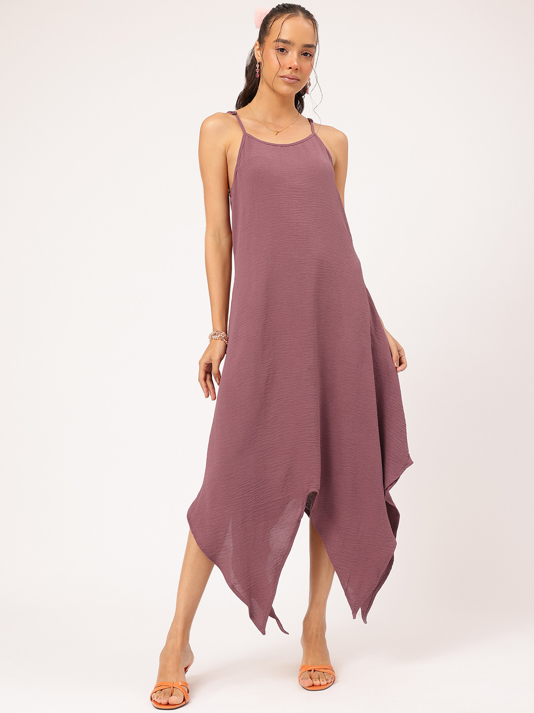 DressBerry Crinkled A-Line Midi Dress