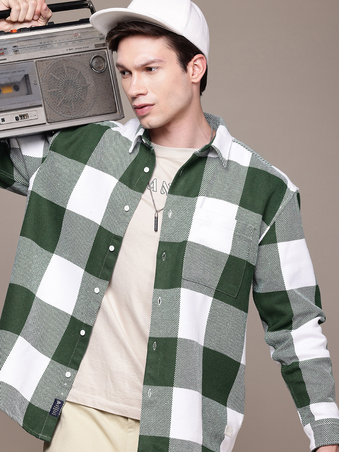 The Roadster Life Co. Buffalo Checks Drop-Shoulder Sleeves Relaxed Fit Casual Shacket