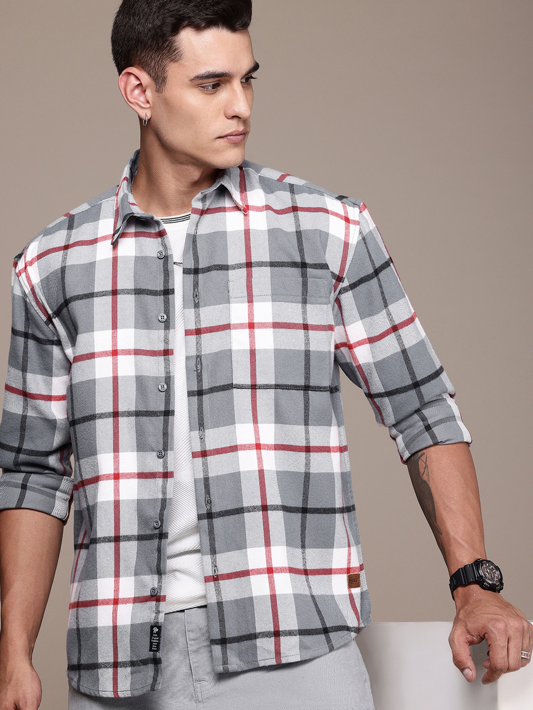 The Roadster Life Co. Checked Relaxed Fit Casual Shacket