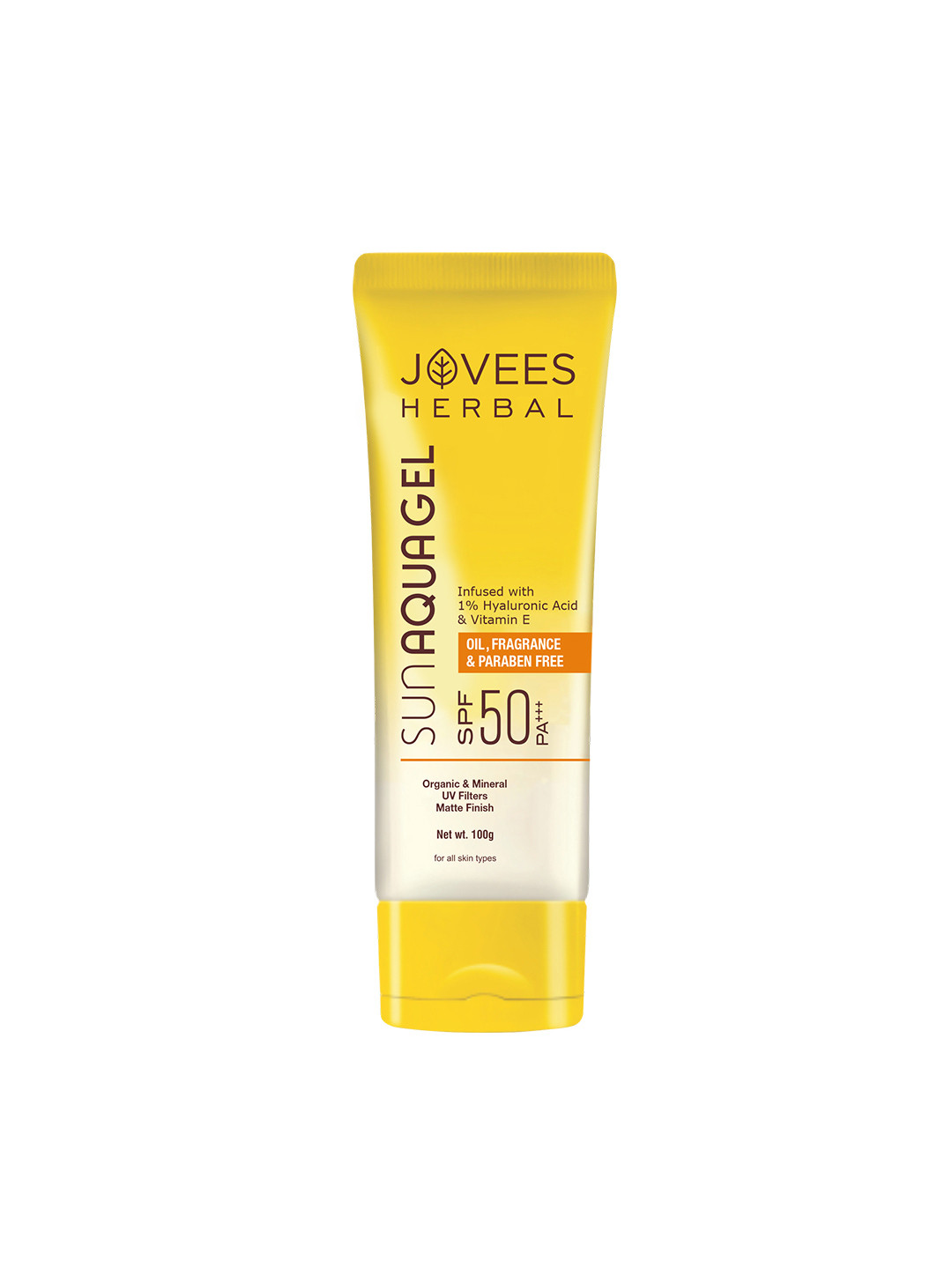 Jovees Herbal Sun Aqua Gel SPF 50 PA+++ With 1% Hyaluronic Acid & Vitamin E - 100 g