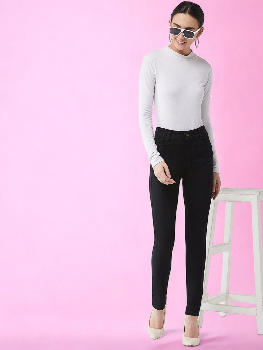 DressBerry Women's Slim Fit High Rise Acid Wash Stretchable Denim Jeans