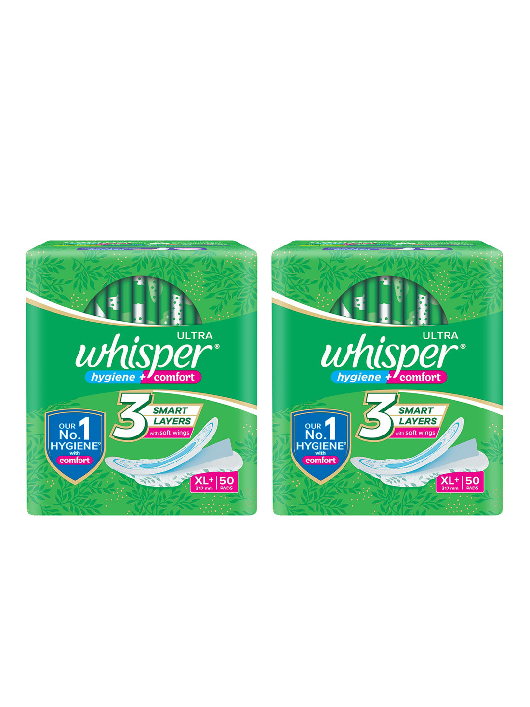 Whisper Set Of 2 Ultra Clean XL+ Sanitary Pads - 50 Pads Each