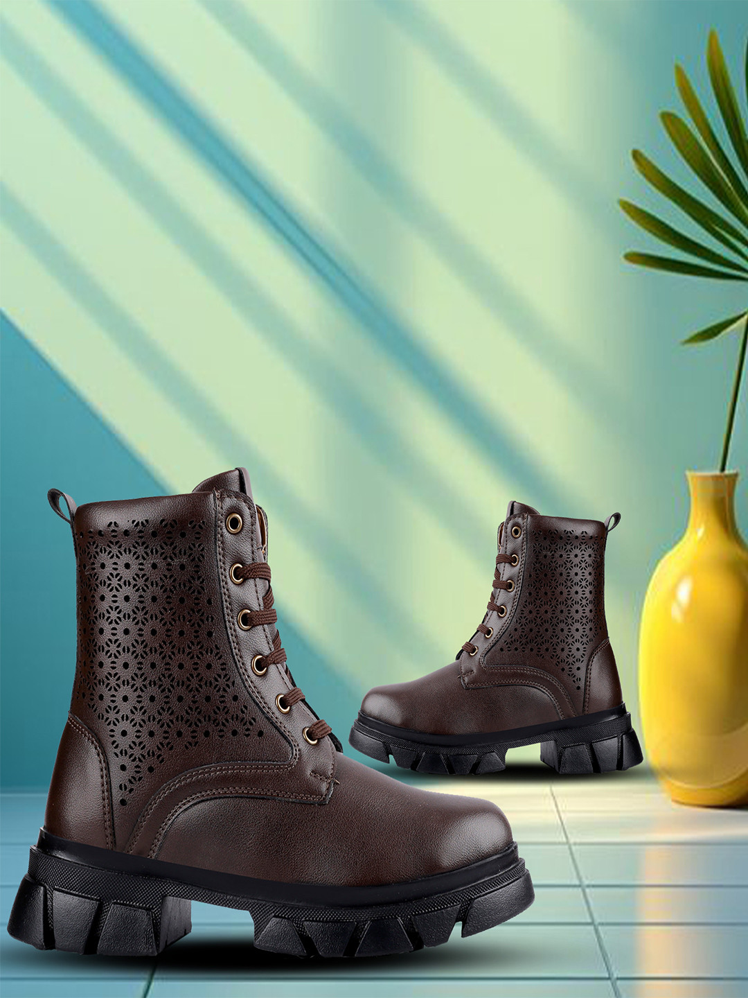 Bxxy Women Block Heeled Lace-Up High top Boots