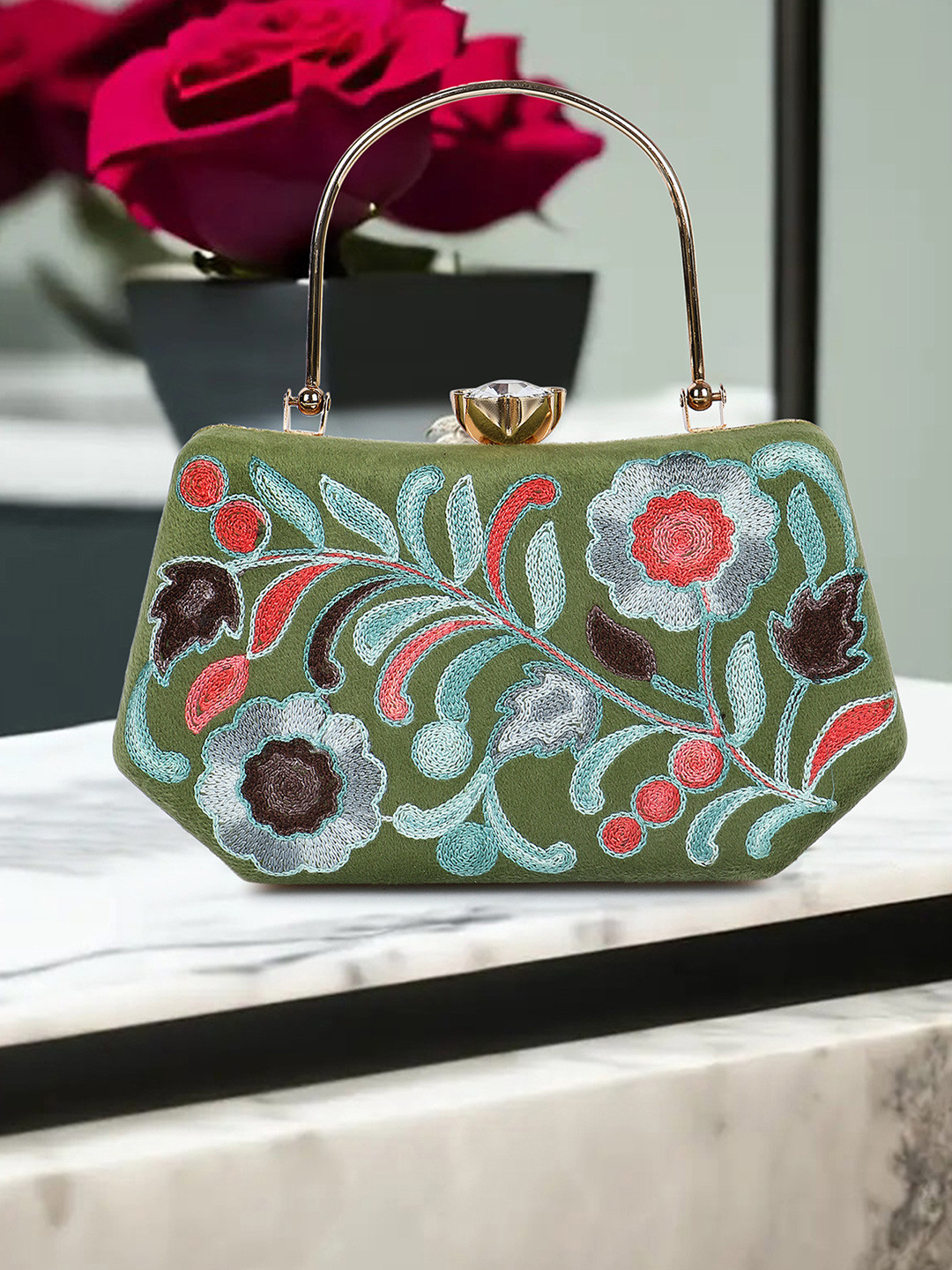 WOMEN MARKS Embroidered Box Clutch