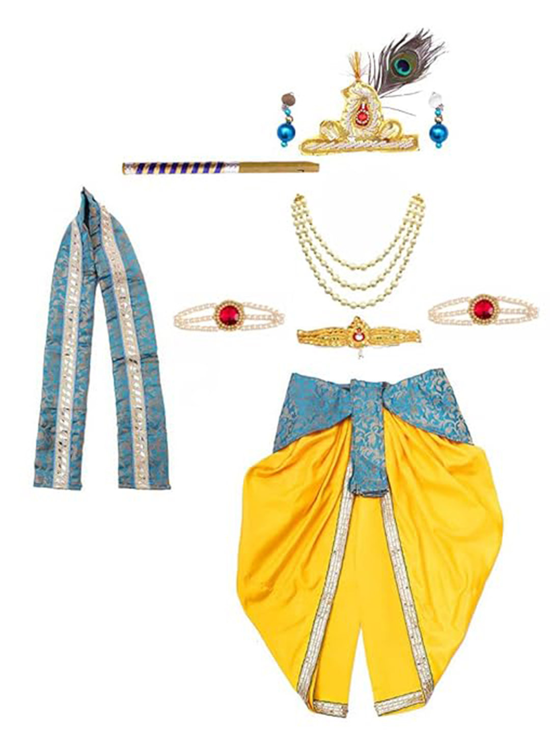 itsmycostume Boys Krishna Dress Costume Set with Accessories