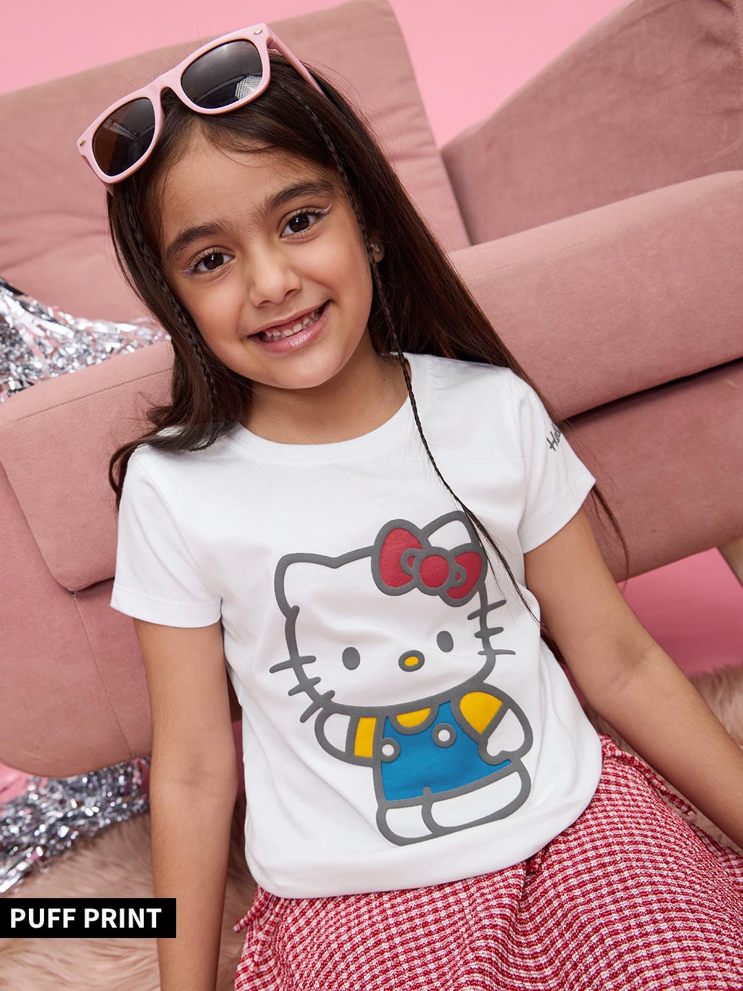 The Souled Store Girls Regular Fit Hello Kitty Printed White T-Shirts