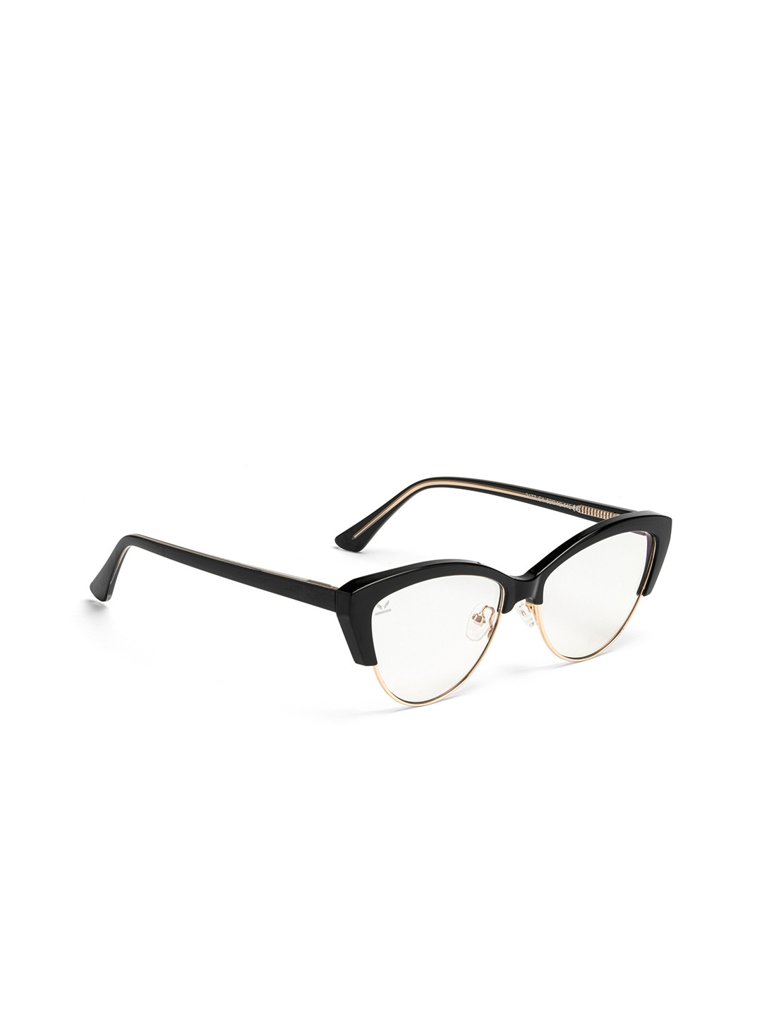 PERKEY Women Cat Eye Half Rim Black Spectacle Frames OPTL0014-C1