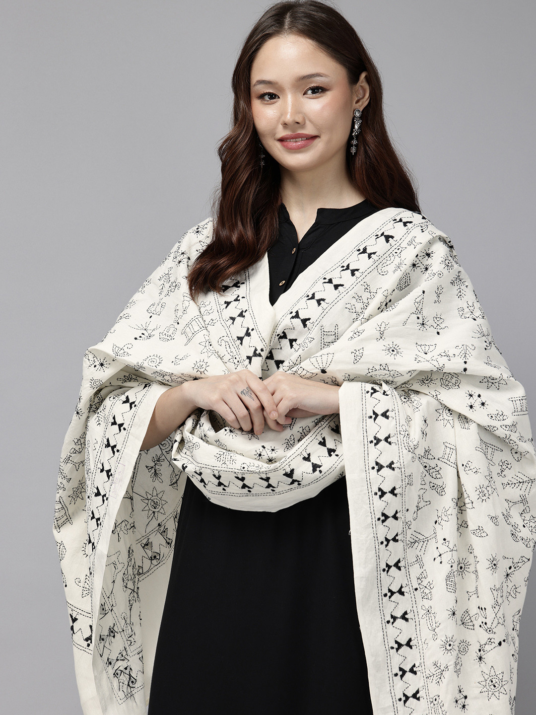 ArtEastri Embroidered Kantha Cotton Dupatta