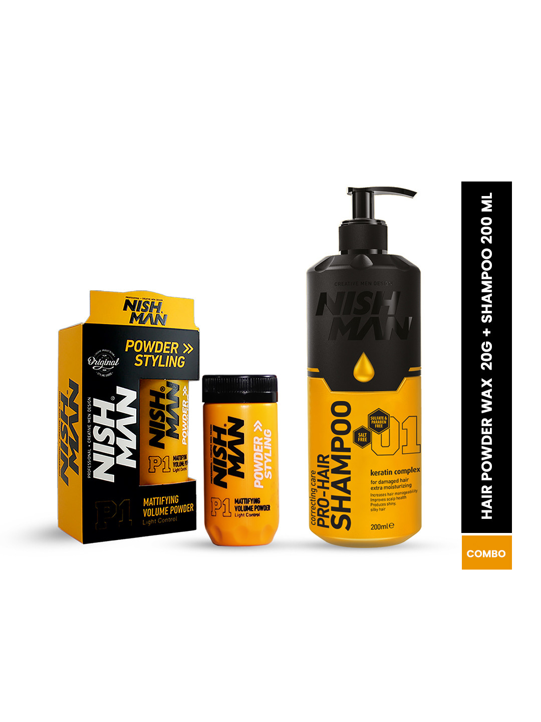 Nishman Hair Styling Powder Wax With Shampoo- 20g + 200ml