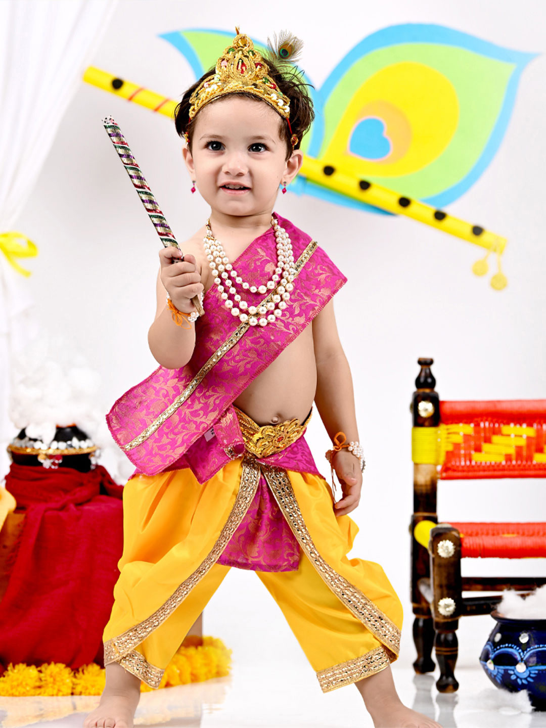 itsmycostume Boys Krishna Dress Costume Set with Accessories
