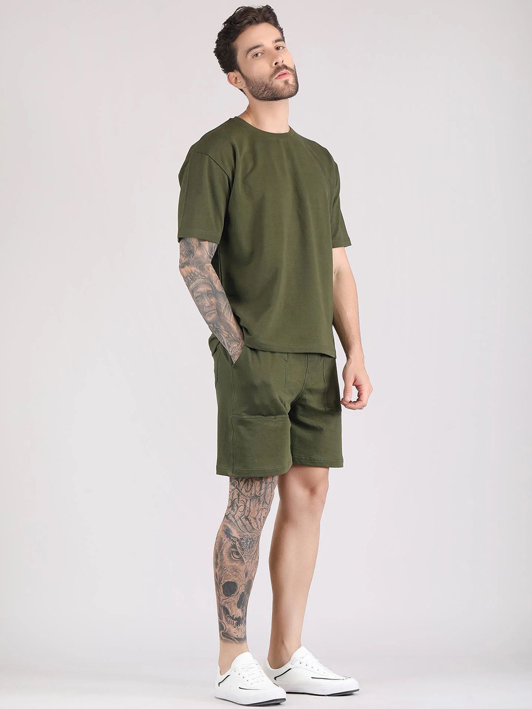 Raxedo Men Pure Cotton Baggy T-Shirt &  Shorts Co-Ord Set