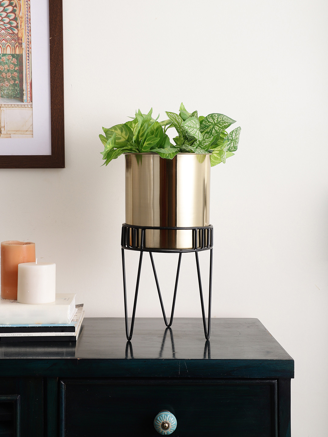 Maison Modern TriFlora Haven Gold-Toned Planter with Stand Stainless Steel