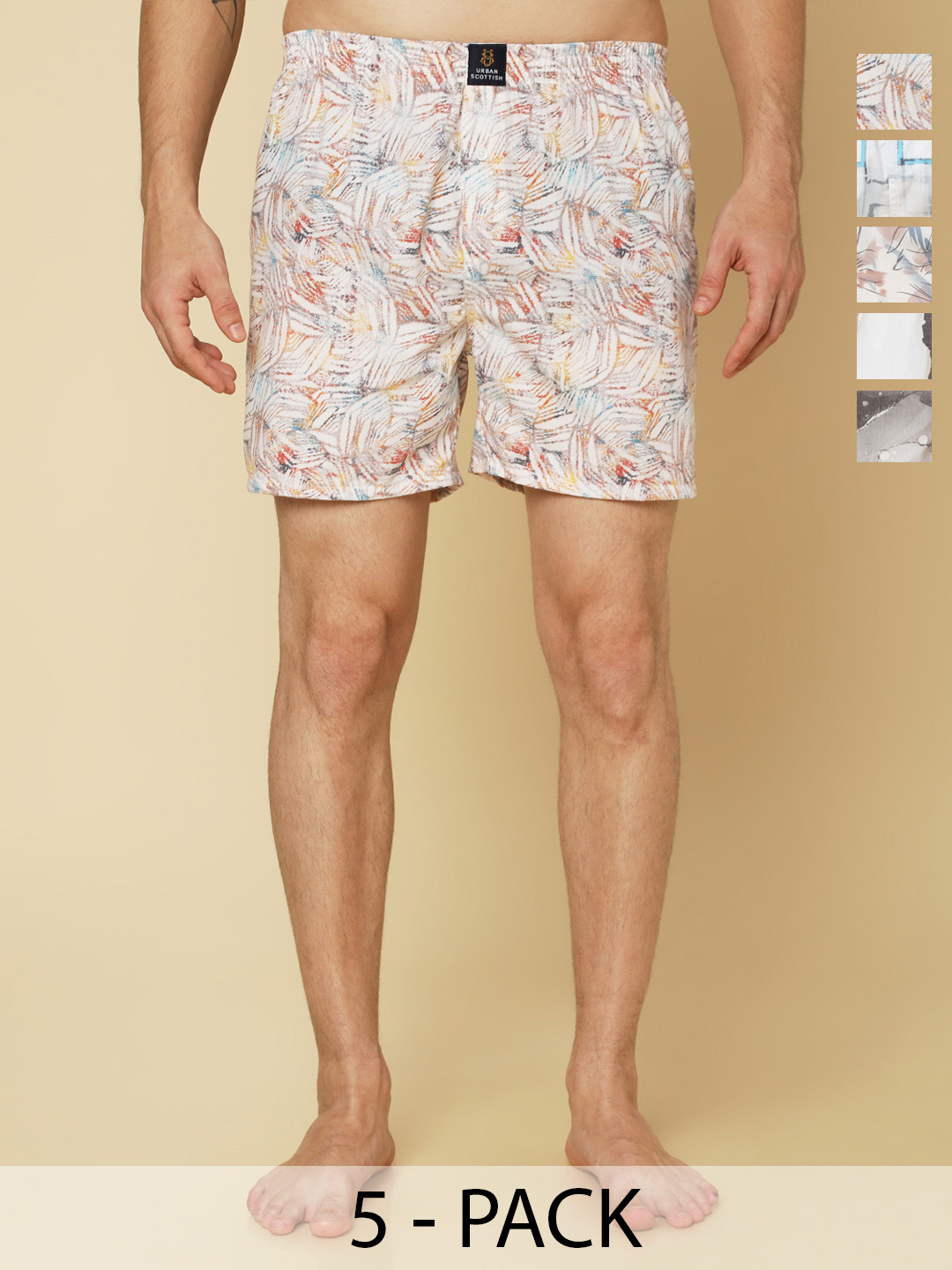 URBAN SCOTTISH Pack Of 5 Men Printed Boxers USBX506-S