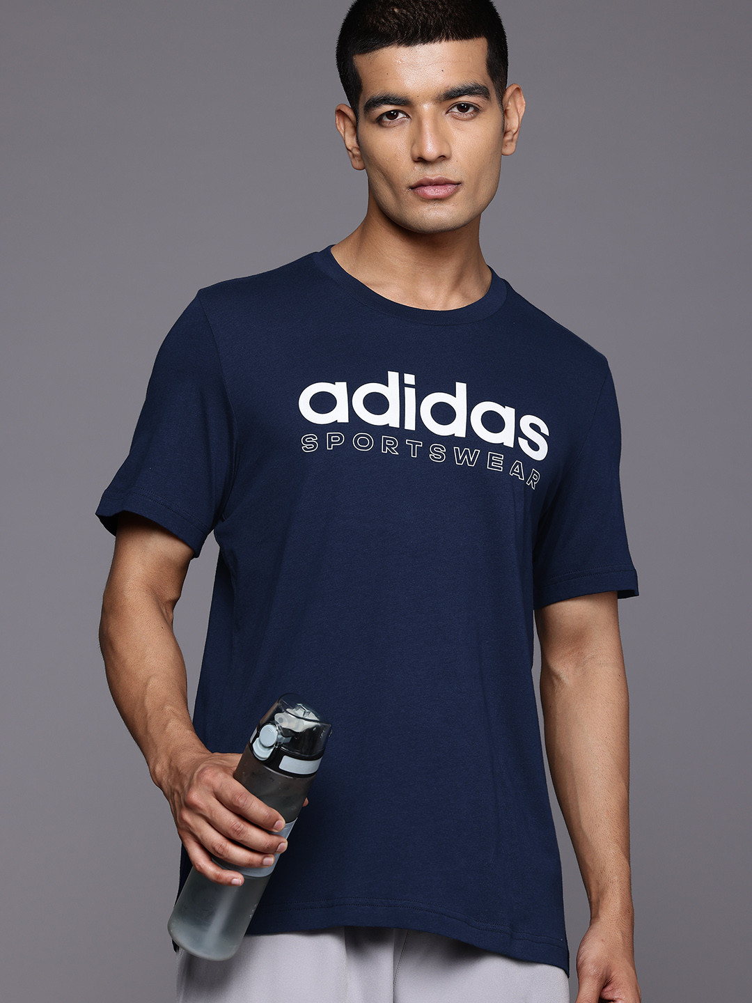 ADIDAS Linear GRFX Brand Logo Print Pure Cotton T-shirt