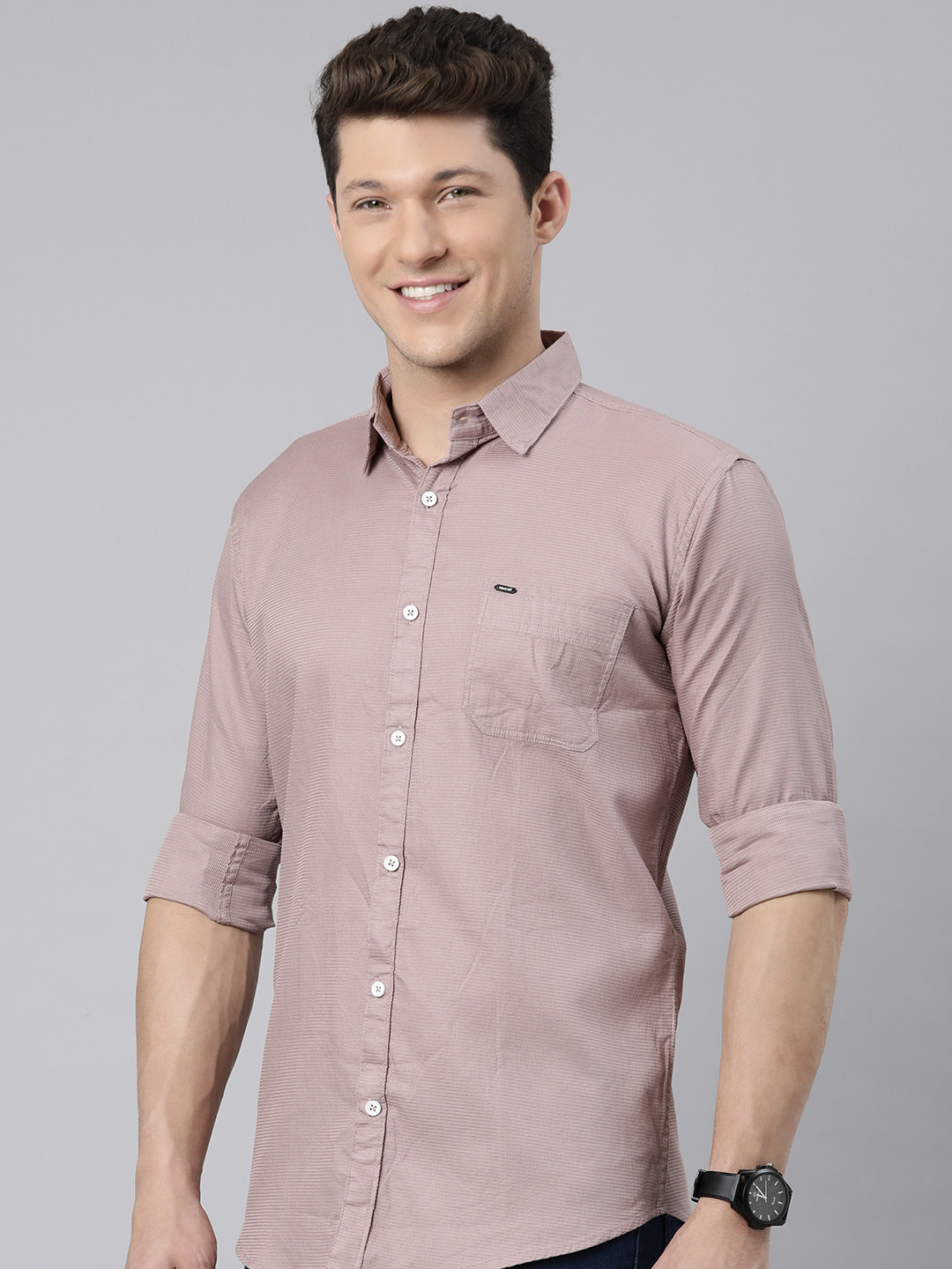 Majestic Man Comfort Slim Fit Micro Checked Shirt