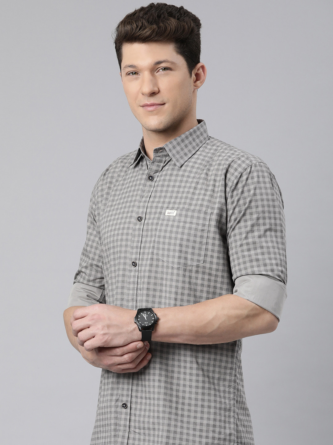 Majestic Man Comfort Slim Fit Gingham Checked Shirt