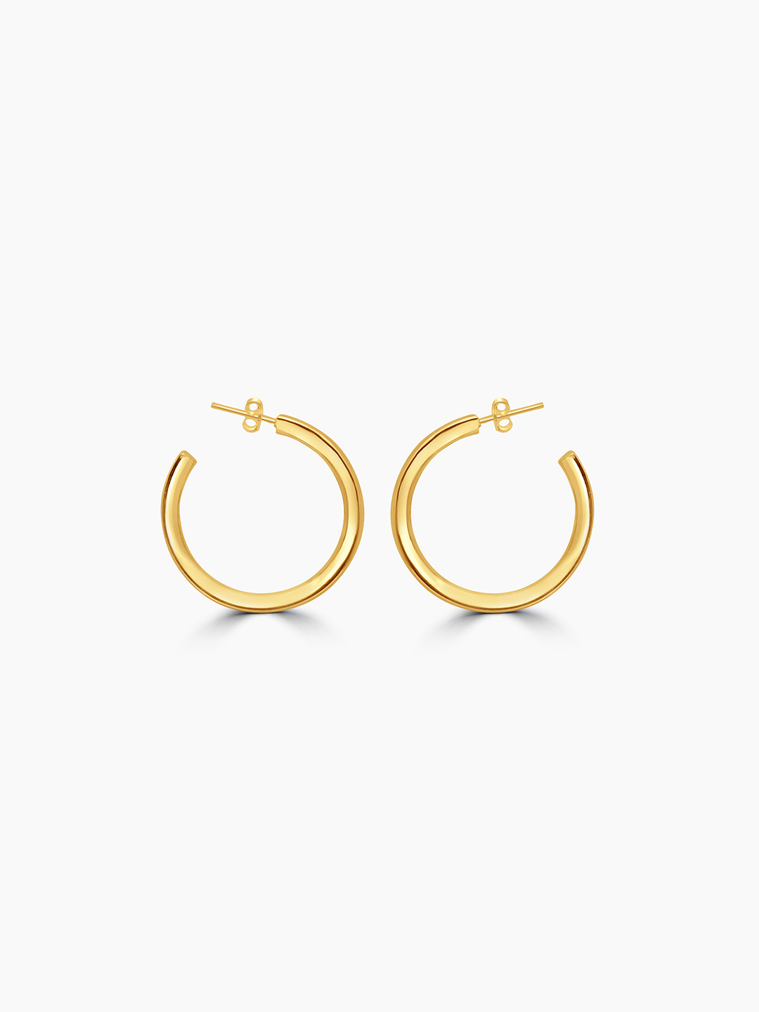 925 SILLER 925 Pure Silver Chunky Round Golden Hoop Earrings