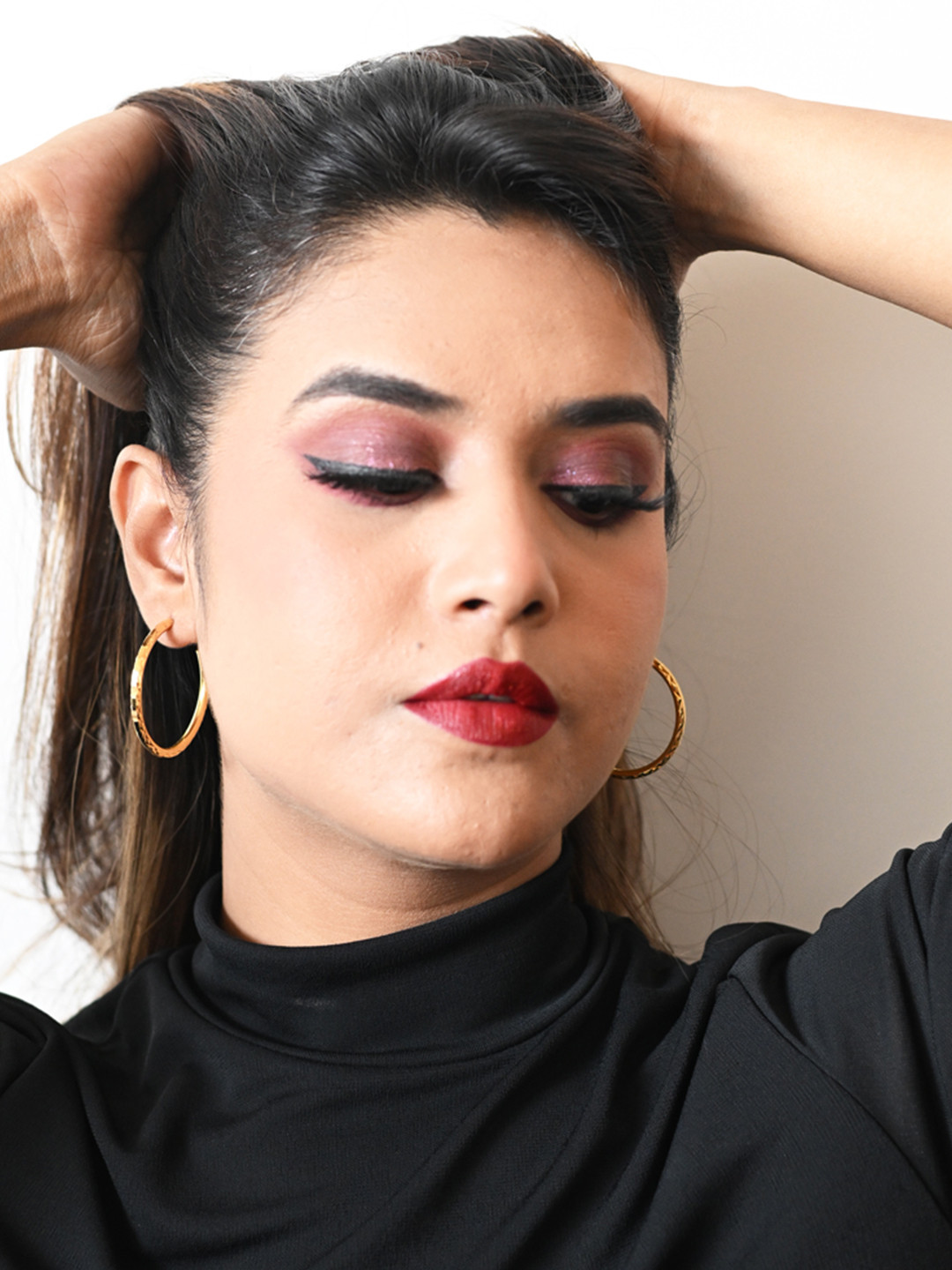 925 SILLER 925 Pure Silver Round Golden Hoop Earrings