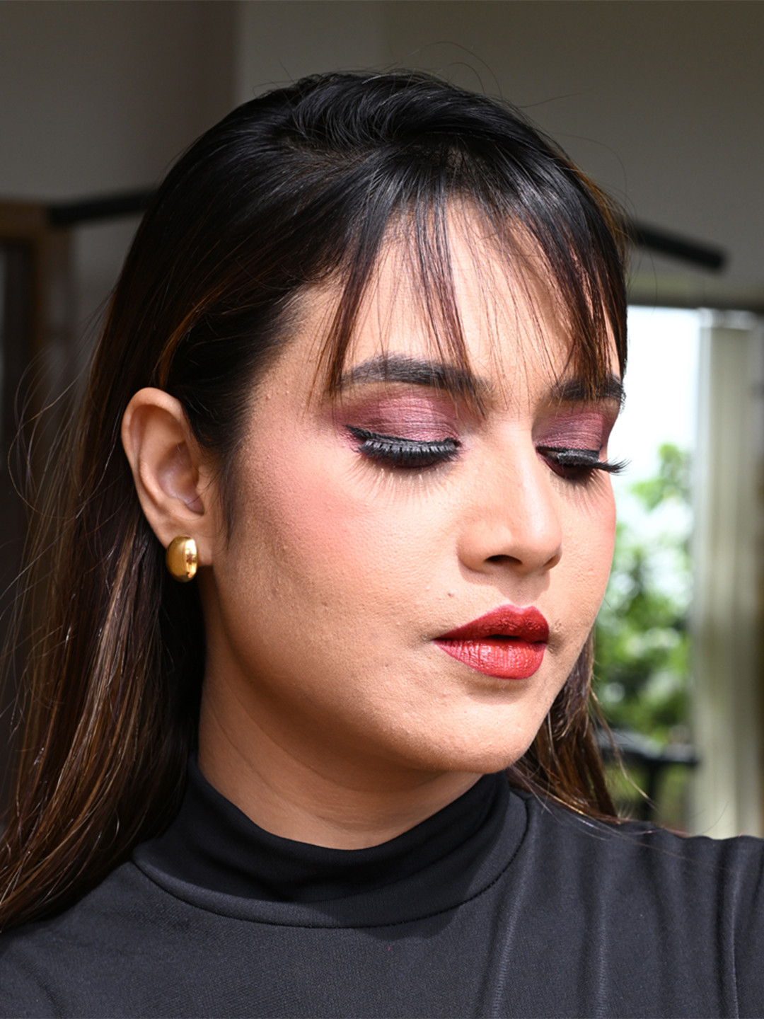 925 SILLER 925 Pure Silver Golden Oval Stud Earrings