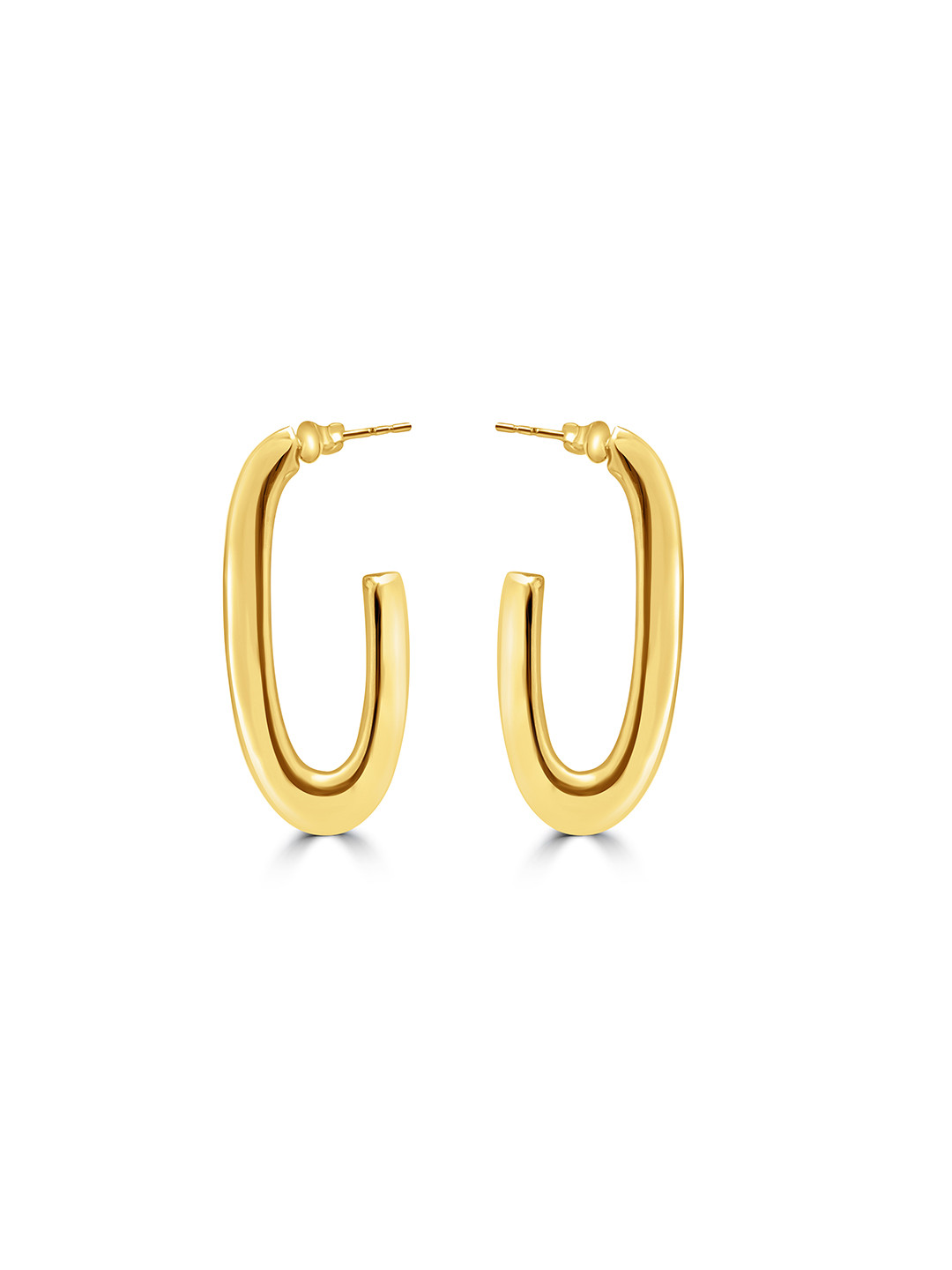 925 SILLER 925 Pure Silver Half Hoop Golden Earrings